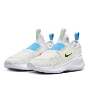 Nike Kids White and Blue Sneakers with Orange and Yellow Accents
